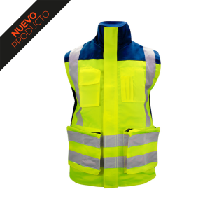 Chaleco Bicolor Premier 360° Gabardina Amarillo 1- textillasamericas.cl